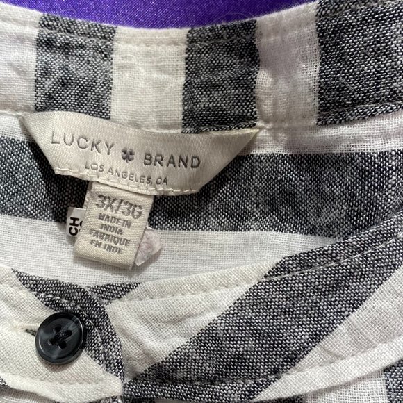 📌 Lucky Brand Cotton Block Striped Long Blouse - Picture 15 of 16